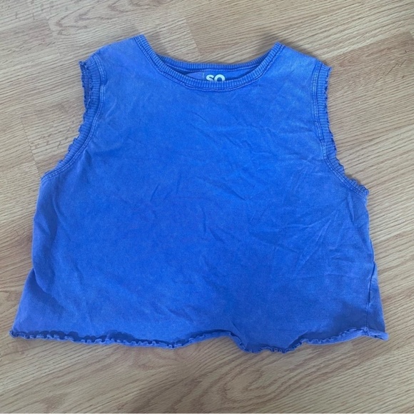 SO Purple Indigo Cropped Lettuce Edge Tank Top Size M - Picture 1 of 3